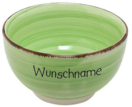 Doriantrade Cuenco de cereales, postre, tazones desayuno, cuenco de cerámica, color verde claro, personalizable con nombre
