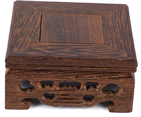 Miskall Square Teapot Pedestal, Wooden Small Delicate Teapot Base Stand Solid Oriental Vase Bonsai Decoration for Home Office(8x8x3.7 cm)