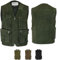 German Wear Herren Jagd Lederweste Jagdweste aus Nubuckleder - Freizeit 9-Taschen Angelweste - Outdoor Camping Multi-Taschen Angler Weste - Multifunktionsweste Tarnweste Dunkelgrün - 54
