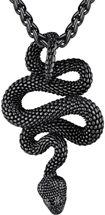 U7 Schwanz durch Kette gebogener Python-Anhänger Schlangenkette Herren Schwarz Schlange Halskette Edelstahl Gotisch Hip Hop Roker Schmuck Modeschmuck Accessoire für Männer Jungen