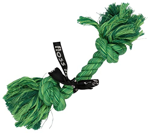 EBI, Do You Even Floss Dawg-Seil, 2 Knoten, 20 cm, Grün, Baumwolle, fest gedreht, gemischte grüne Farbe, hochwertig, bis ins Herz, trägt zu gesunden Zähnen und Zahnfleisch