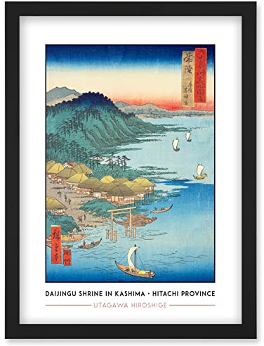 Wee Blue Coo Daijingu Shrine in Kashima Hitachi Province Utagawa Hiroshige Japanese Woodblock Classic Collection Artwork Framed Wall Art Print A4