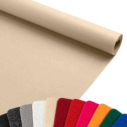 Primaflor Rips Messeteppich Dublin | Musterstück | Champagner | Meterware | Gerippte Polypropylen-Meterware für Messe, Event und Hochzeit; Bfl-s1, 3 mm hoch, zuschneidbar