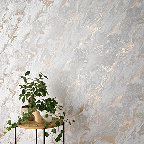 Erismann Vliestapete Grau Weiß Gold Metallic Marmor Optik Struktur 10318-10