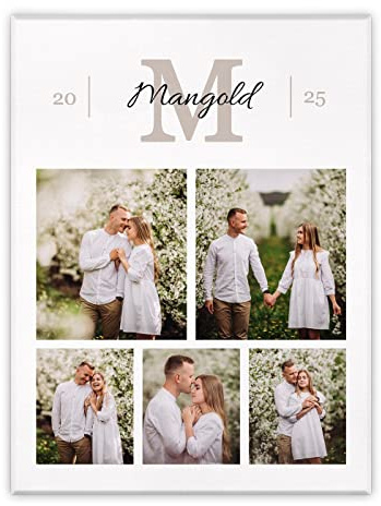 Maverton Leinwandbild mit eigenem Foto, personalisiertes Foto Leinwand | Mit Holzrahmen, Größe 30x40 oder 50x70, Fotoleinwand Collage, Fotobild auf Leinwand für Paar, Brautpaar, 30 x 40 cm