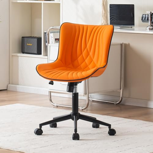 YOUTASTE Bürostuhl Ergonomischer im Fischschwanz-Design, Schreibtischstuhl Drehstuhl mit Rollen, Höhenverstellbarer und Wippfunktion, Computerstuhl für Homeoffice und Büro, Orange