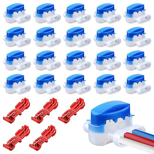 Smilcloud 20PCS Waterproof Wire Connectors Waterproof Cable Connector Crimps Gel Filled Lawnmower Connector with 5 Connection Terminals 314 Connectors for Automower Robotic Lawn Irrigation