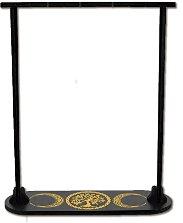 CREATCABIN Kleines Kristall-Display-Regal Baum des Lebens Holzkristall-Halter Ständer Wahrsagerei Pendel Aufbewahrungsregal Kette Magische Hexe Boho Zum Aufhängen-Halskette Tischdekoration 25x8 cm