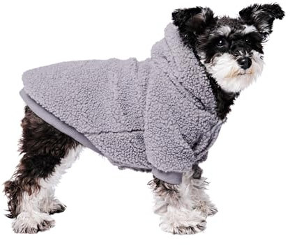 Spark Paws Teddy Hundepullover – Kuschelige Sherpa-Weste mit Warmer Fleece-Fütterung, Wintermantel für kleine, mittlere & große Hunde XL XXL - Grau - M
