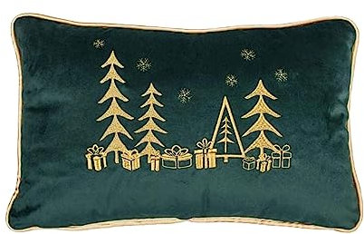 DECORATORE Alberi Di Natale Velluto Premium - Federa Cuscino Decorativo Ricamata Personalizzata + Imbottitura - Federe Cuscini Divano - Federe Cuscino Decorativo 45x45cm