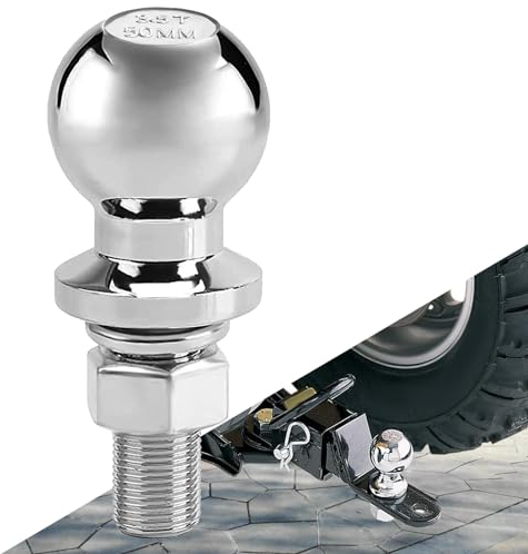 Bikasun 50mm 3.5T Anhängerkupplungskugel, Ø22mm Schraube, Kugelkopf Ackerschiene, Kugelkopf Traktor Ackerschiene, Anhängerkupplung Quad,Kugelkopfbolzen gerade Ackerschiene für Ackerschiene bis 3.5T