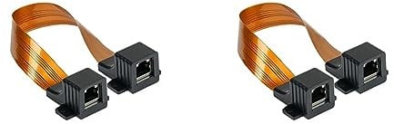 Good Connections RJ45 Ethernet LAN Tür-/Fensterdurchführung - High-Quality, extrem flach - beidseitig RJ45-Buchse - Gesamtlänge inkl. Stecker 51 cm, flexible Länge 44 cm (Packung mit 2)