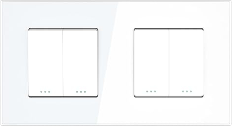 PULSAR Doppelschalter/Doppelschalter Unterputz 2 Fach Weiß Glas, Doppellichtschalter x2 Lichtschalter Unterputz Ein-Ausschalter Doppelt/Ein-Ausschalter Doppelt