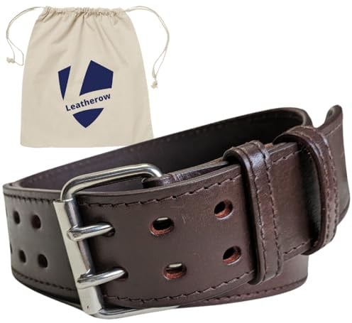 Leatherow 5,1 cm breiter Werkzeuggürtel aus Leder für Männer | verstellbarer ölgegerbter Gürtel | Tischler, Elektriker, Bauunternehmer, Braun, 30-46