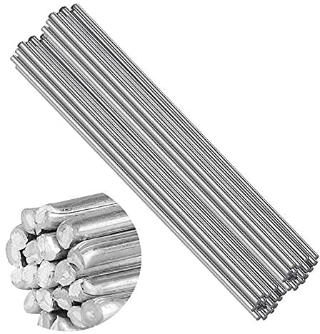 Kocusu Barre de soudure en aluminium à basse température 50pcs, fil de soudure en aluminium à noyau pharmaceutique de 2 mm, point de fusion 480-520 degrés, aucun flux requis (33 cm)