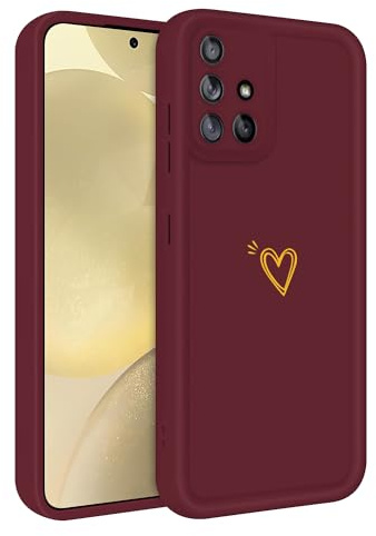 ChoosEU Hülle für Samsung Galaxy A51 4G Dünn Silikon Handyhülle mit Liebesherz Love Muster Motiv für Mädchen Frauen Jungen Männer Stoßfeste Kratzfeste Weich Case Griffige Schutzhülle - Weinrot