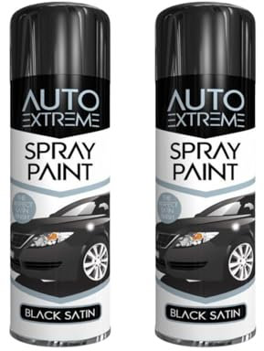 SDMAX All Purpose Black Satin Spray Paint, Satin Finish, Suitable for Wood, Metal, Plastic, and, Glass Surfaces, Quick Spraying, Interior and Exterior Usage, 250ML (2 Pcs)