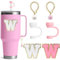 BABORUI 6Pcs Cup Accessories for Yeti Tumbler, Straw Cover Cap for Yeti Water Bottles, Initial Charm, Letter Cup Stickers for Yeti(W)