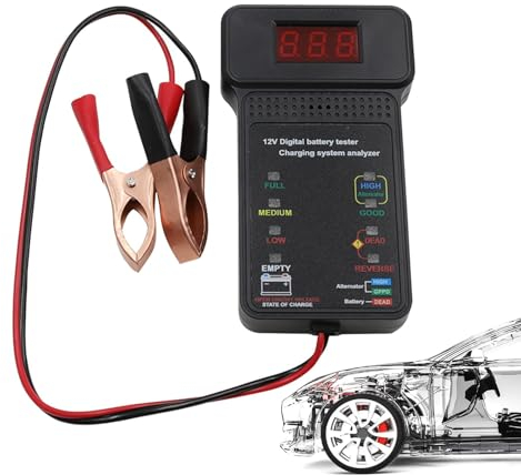 Autobatterietester, Batterietester 12V Automotive - Digitales LED-Display 12V Kfz-Lichtmaschinentester,Tragbarer Autobatterie-Checker, Ladekurbelsystem-Tester für Auto, LKW, Motorrad, ATV,
