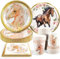 50 Pièces Cheval Vaisselle Anniversaire, Décoration D'anniversaire - Vaisselle avec Assiettes, Gobelets, Serviettes pour 10 invités - Accessoires de Fête pour Garçon et Fille