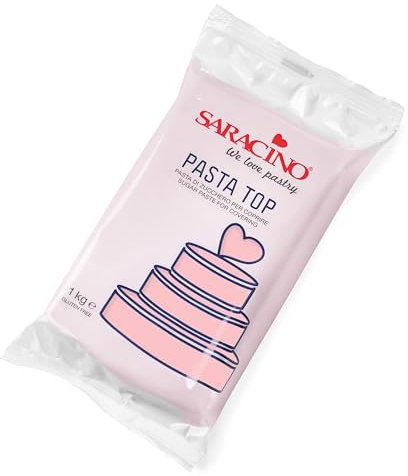 SARACINO We love pastry Pasta di Zucchero Top per Copertura da 1000g Made in Italy - Colore Rosa Baby