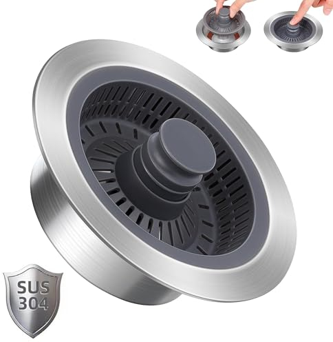 3 en 1 tapon Fregadero Cocina, colador Fregadero, Tapones Fregadero Cocina, válvula de Drenaje emergente, colador del Fregadero filtra los Alimentos previene los olores