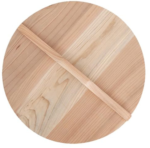 Lamppdcor Couverture Wok LID Wok 7.9 '' Dia..Couvercle de Wok Rond avec poignée Anti-déversement & Couvre-poêle Anti-Hot Couvercle de Wok en Bois Naturel pour Les Accessoires de Cuisine de Cuisine