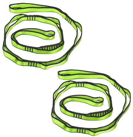 PATIKIL Daisy Chain Straps, 2 Pack Strong Climbing Strap Adjustable Nylon Chain Sling with 8 Loops for Aerial Yoga Hammock Swing, Green