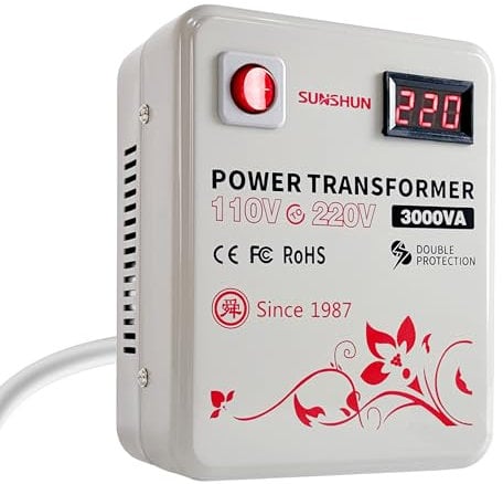SUNSHUN 110v to 220v Voltage Converter 3000W Step Up Voltage Transformer with Temperature Protection Step Up Converter Transformer from 110v-120v to 220v-240v for European Asian Appliances Used in US