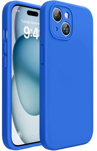 Miracase Silicone Case for iPhone 15 Case 6.1 inch,[Upgraded Each lens Protection][Anti-Slip and Silky-Soft Touch] Full-Body Shockproof Case with Anti-Scratch Microfiber Lining (Sea Blue)
