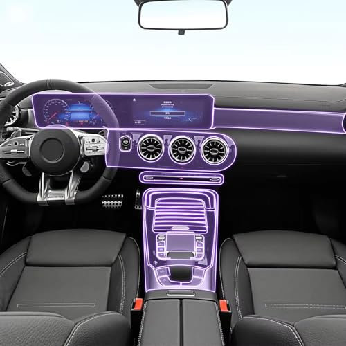 NQNFWCRJ Transparente TPU-Schutzfolie für den Innenraum der Mittelkonsole, kratzfester Aufkleber, für Mercedes Benz A-Klasse AMG 2019–2023