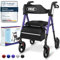 VOCIC Rollator Faltbar und Leicht mit Sit,Rollatoren Schmal für Wohnung,Rollatoren für Senioren Klappbar mit 20cm Reifen für All Gelände,Sitz und Griff Höhenverstellbar,5 Jahre Support|Lila