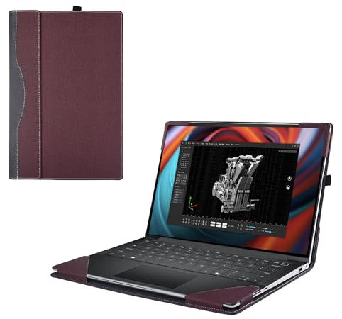 RUNMEIJIA Laptop Cover Case for Dell Precision 5490/5480 /5470 14inch [NOT Working with Other Dell Models] .2-in-1 PU Leather Detachable Notebook Sleeve (Wine red)