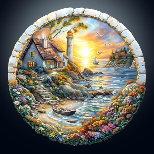Holzpuzzle Erwachsene, Ozeanische Insel Holzpuzzle, Unregelmäßige Einzigartige Form Puzzleteile, Geschenkverpackung, Geburtstagsgeschenk für Erwachsene und Kinder(L-34 * 34cm-300 Stück)