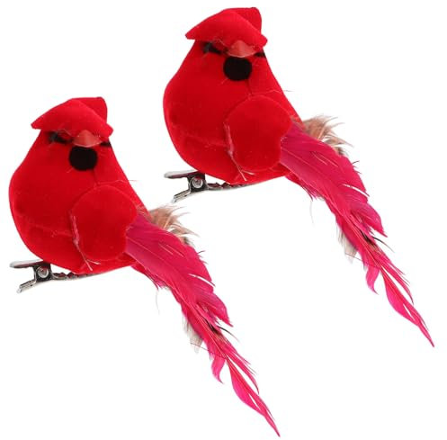 KONTONTY 2stücke Künstliche Rote Vögel mit Clip für Weihnachtsdekoration Detailreiches Design Lebensechte Vögel als Christbaumschmuck Vielseitig Einsetzbar für Winterdeko