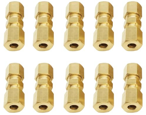10 Stück Bremsleitungsverbinder, 4,75mm 3/16 Bremsleitung Verbinder, Bremsleitungsverbinder ohne zu Bördeln Verbinder für Bremsleitung, Messing