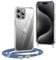 OLEPHY Crossbody Lanyard Case Compatible with iPhone 14 Pro with Strap, Necklace Mobile Phone Cover with Adjustable and Removable Neck Strap, Transparent Shockproof Protective Case, Blue