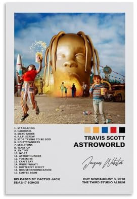 FVLYRWMQX Travis Poster Scott Music Rapper Singer Album Cover Für Zimmer, Ästhetische Leinwand-Wandkunst, Schlafzimmer-Dekor Poster 08x12inch(20x30cm)