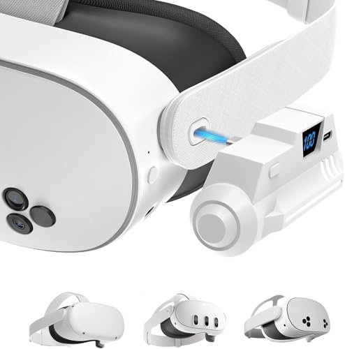 Akku-Pack für Meta Quest 3S/3/2, LCD Display 5000mAh 18W Schnelllade für Oculus Quest 3S/3 Zubehör, erweiterter VR Headset Akku für Extra 2-4H, Type-C Power Bank Ladegerät