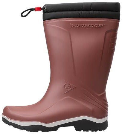 DUNLOP Kids Blizzard - Unisex Winter Safety Insulated Fashion Thermal Boot, Burgundy/Grey/Black, Waterproof and Chemical Resistant PVC Wellie with Traction Outsole for Outdoor Fun - EU27, UK9