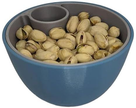 Fokayo Bol à noix et graines imprimé en 3D, double bol à pistaches avec coque, bols de service pour snacks, organiseur 2 en 1 pour graines de tournesol et bonbons (Blue)