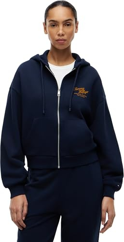 Tommy Hilfiger Damen Mdrn Script Zip Terry Hoodie Ww0ww47845 Kapuzenpullover mit durchgehendem Reißverschluss (1er Pack)