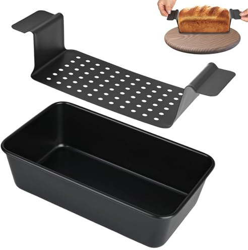 YHNDECO Karbonstahl Brotbackform, Hackbratenform mit Ablaufschale | Brotbackformen, Karbonstahl Brotformen, Kohlenstoffstahl Brotbackform für Ofen, Brot und Braten von Fleisch, 24x14x6.5cm