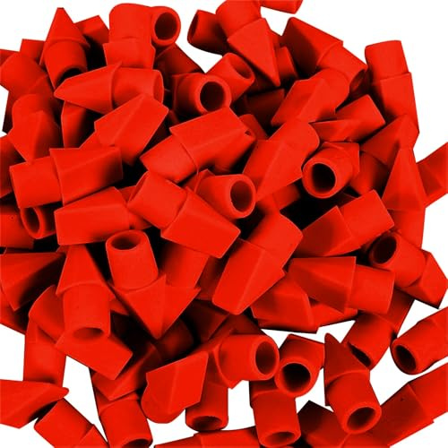 LOSVIP # 30er-Pack Bleistift-Radiergummis, Bleistift-Radiergummis, Kappen-Radiergummi-Oberteile, Radiergummi-Aufsätze für die Schule, Lernbedarf für Lehrer (Red, A)