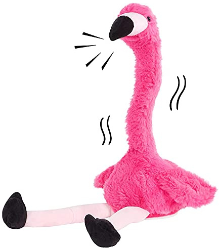 Rushbom Flamant rose dansant en peluche, parle et dansant, jouet électrique en peluche flamant rose, jouet en peluche électrique amusant qui parle flamant rose, cadeau pour enfants