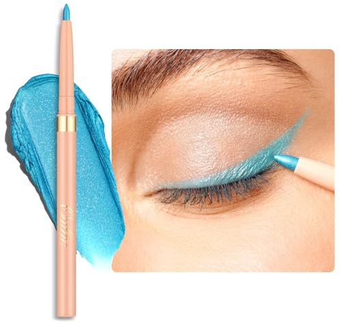 OULAC Blauer Kajal und Eyeliner Wasserfest, Wischfester Matter Eye Liner Stift Hält 24 Stunden+, Hochpigmentierter Seidiger Drehbarer Kajalstift, Vegan (15) Aruba Beach