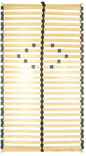 Lomadox Lattenrost 90x190 cm Federholzrahmen mit 26 leisten, Mittelgurt & Verstellbarer Komfortzone, für alle Matratzen geeignet