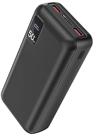 PowerBank 50000mAh large capacity, 22.5W power bank PD20W Fast Charging External Handyakku USB C with LED Display 3 Outputs & 2 Inputs Portable Charger for iPhone16 15 14 13 12 Pro Max