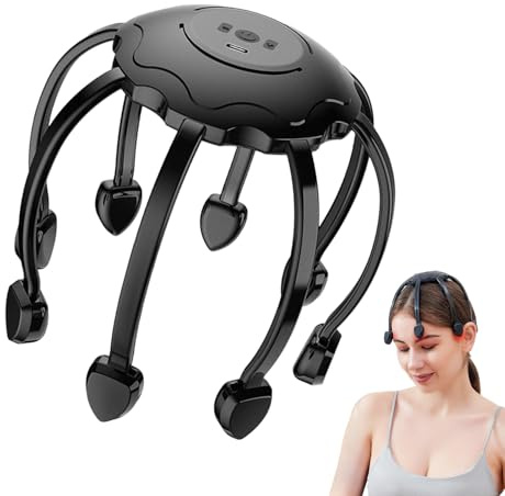 Kopfmassager – Elektrische Kopfhautmassage | 360° Automatischer | Kopfkrauler | 8-Klauen-Massager Automatisch Für Entspannung, Stressabbau Und Kopfhautstimulation