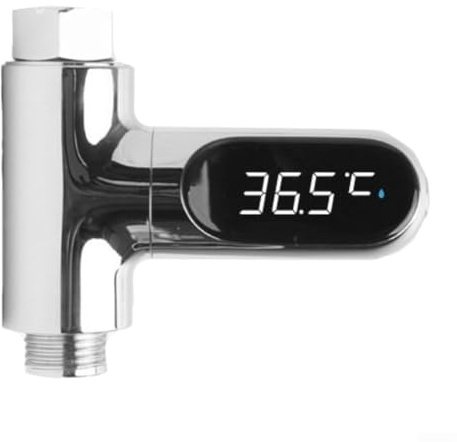 Termómetro de ducha LED con pantalla digital giratoria de 360°, medidor de temperatura del agua hidroeléctrico autoalimentado para grifo de baño o ducha de mano, 5-85 °C (segunda generación)